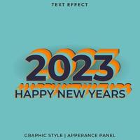 2023 happy new years text effect with a Tosca green background. for 2023 new year celebration vector