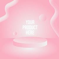 Podium in pink fluid gradient background for product presentation 3d render 3d illustration vector