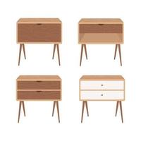 Collection of Nightstand, Bedside Table in Vector Design