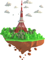 TokyoTower, Japan.  a low polygon model png