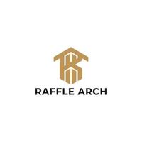 Abstract initial letter RA or AR logo in gold color isolated in white background applied for architecture logo also suitable for the brands or companies have initial name AR or RA. vector