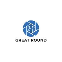 Abstract initial letter GR or RG logo in blue color isolated in white background applied for photographer logo also suitable for the brands or companies have initial name RG or GR. vector