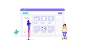 E-Commerce Management Online Shopping Flat Vector Illustration