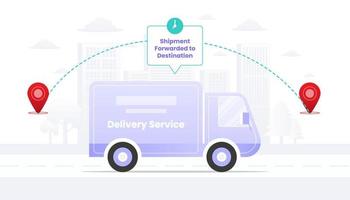 Shipment Forwarded to Destination. On the way illustration. Suitable for user interface, ui, ux, web, mobile, banner and infographic. vector