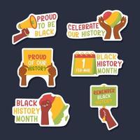 Black History Month Greeting Chat Stickers vector