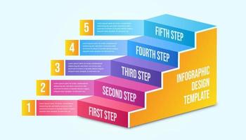 Business infographic five steps. Colorful modern timeline infographic template. vector