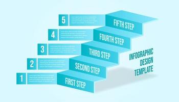 Business infographic five steps. Modern timeline infographic template with tosca or blue color theme. vector