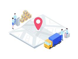 Business Map Package Sent Tracking Isometric Illustration. Suitable for Mobile App, Website, Banner, Diagrams, Infographics, and Other Graphic Assets. vector