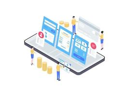 Detail Mobile Payment Isometric Illustration. Suitable for Mobile App, Website, Banner, Diagrams, Infographics, and Other Graphic Assets. vector