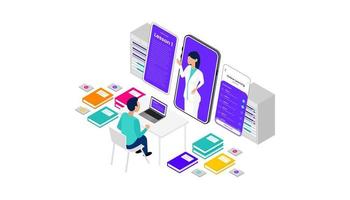 Online Courses Isometric 3d Vector Illustration Mobile Desktop Web User Interface Responsive, Suitable For Web Banners, Diagrams, Infographics, Book Illustration, Game Asset, and Other Graphic Assets