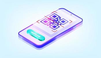 Online mobile app qr code scanner. 3D Gradient Web Vector Illustrations. Suitable for ui, ux, web, mobile, banner and infographic.