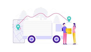 E-Commerce Delivery Online Shopping Flat Vector Illustration