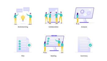 Briefing of business plan, collaboration, brainstorming, meeting, communication and planning. Brief Vector illustration concept. Suitable for ui, ux, web, mobile, banner and infographic.