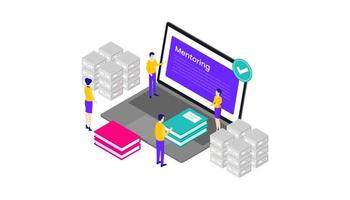 Online Mentoring and Training Platform Isometric 3d Vector Illustration Desktop Web User Interface