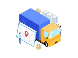 Package Sent Tracking Isometric Illustration. Suitable for Mobile App, Website, Banner, Diagrams, Infographics, and Other Graphic Assets.