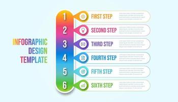 seis pasos de infografía empresarial. Plantilla infográfica de línea de tiempo moderna y colorida. vector