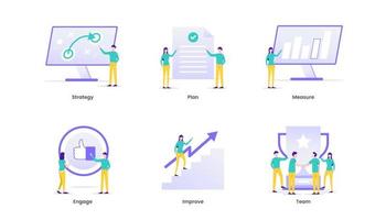 Management Vector Illustration concept web icon. Banner with icons and keywords. Business, management and corporate strategy concept of continual improvement.