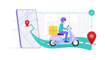 On the way man delivery concept illustration. Suitable for user interface, ui, ux, web, mobile, banner and infographic. vector