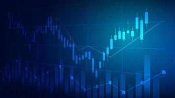 Economy and finance concept. financial business investment statistics with stock market candlesticks and bar chart on blue background vector