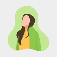 Young Woman Flat Design, Flat Vector Colorful Illustration