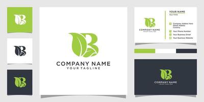 Initial Letter B With Leaf Luxury Logo. Green leaf logo template vector Design.