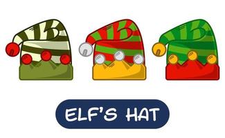 Cartoon Elf Hat Illustration. Set of Variation Colors. EPS 10 Vector