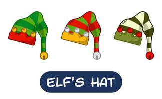 Cartoon Elf Hat Illustration. Set of Variation Colors. EPS 10 Vector