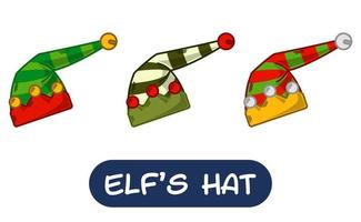 Cartoon Elf Hat Illustration. Set of Variation Colors. EPS 10 Vector