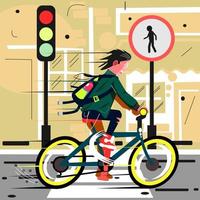 Cycling to school vector illustration