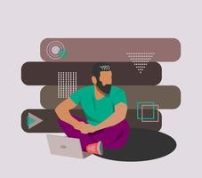 Man with laptop vector illustration