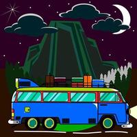 Traveling at night vector illustration