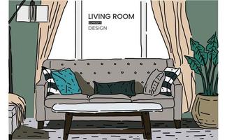 Living room concept design sketch vector