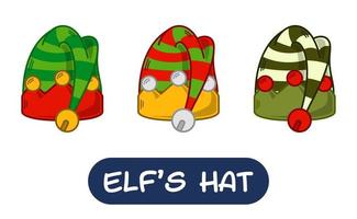 Cartoon Elf Hat Illustration. Set of Variation Colors. EPS 10 Vector