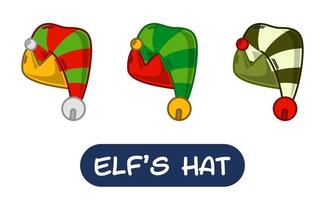 Cartoon Elf Hat Illustration. Set of Variation Colors. EPS 10 Vector