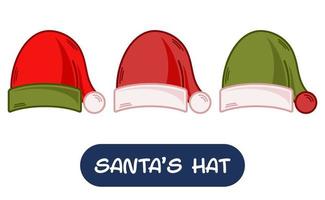 Cartoon Santa Hat Illustration. Set of Variation Colors. EPS 10 Vector