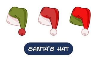 Cartoon Santa Hat Illustration. Set of Variation Colors. EPS 10 Vector