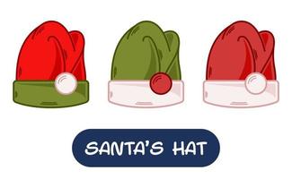 Cartoon Santa Hat Illustration. Set of Variation Colors. EPS 10 Vector