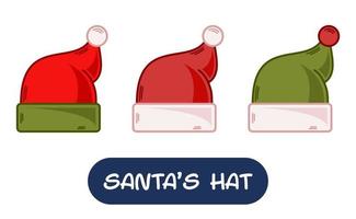 Cartoon Santa Hat Illustration. Set of Variation Colors. EPS 10 Vector