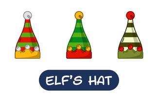 Cartoon Elf Hat Illustration. Set of Variation Colors. EPS 10 Vector