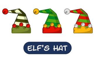 Cartoon Elf Hat Illustration. Set of Variation Colors. EPS 10 Vector