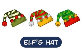 Cartoon Elf Hat Illustration. Set of Variation Colors. EPS 10 Vector