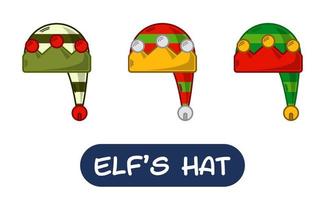 Cartoon Elf Hat Illustration. Set of Variation Colors. EPS 10 Vector