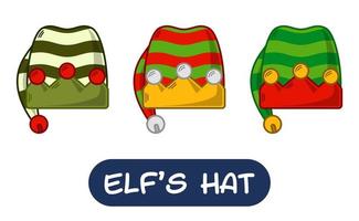 Cartoon Elf Hat Illustration. Set of Variation Colors. EPS 10 Vector