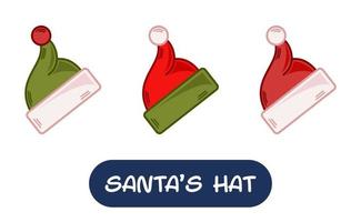 Cartoon Santa Hat Illustration. Set of Variation Colors. EPS 10 Vector