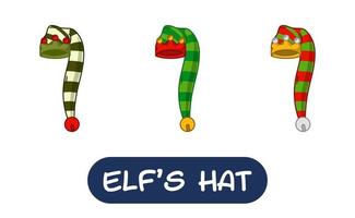 Cartoon Elf Hat Illustration. Set of Variation Colors. EPS 10 Vector