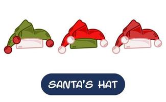 Cartoon Santa Hat Illustration. Set of Variation Colors. EPS 10 Vector