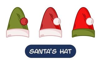 Cartoon Santa Hat Illustration. Set of Variation Colors. EPS 10 Vector