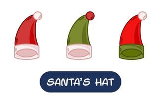 Cartoon Santa Hat Illustration. Set of Variation Colors. EPS 10 Vector