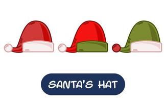 Cartoon Santa Hat Illustration. Set of Variation Colors. EPS 10 Vector