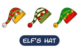 Cartoon Elf Hat Illustration. Set of Variation Colors. EPS 10 Vector